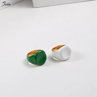 joolim high end gold pvd green white enamel drop glaze rings for women stainless steel jewelry wholesale