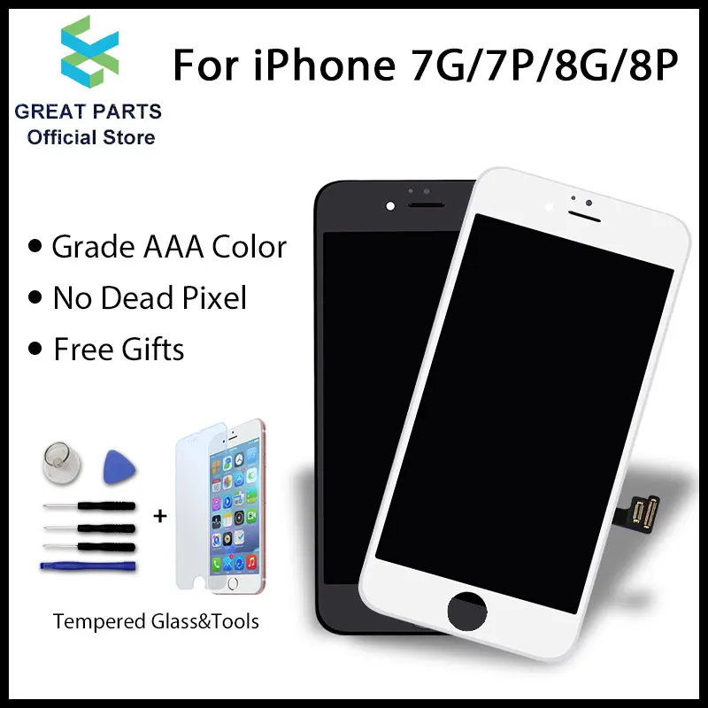 Отличные запчасти 1 шт. ЖК-дисплей для iPhone 7 7 Plus 8 8 Plus ЖК-дисплей сенсорный экран сборка Замена хорошее 3D touch