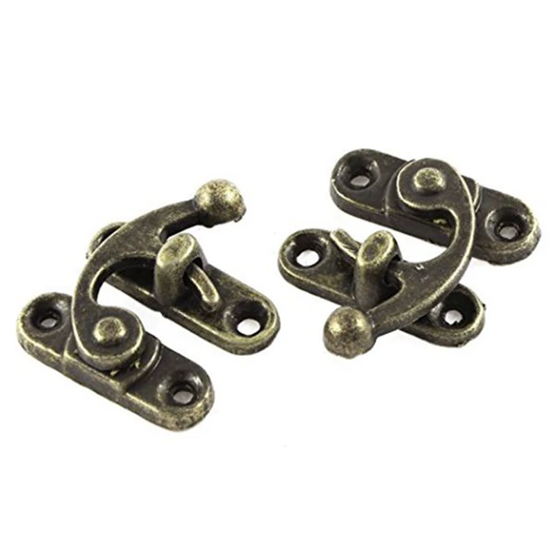 2Pcs 33mmx29mm Jewelry Box Hasp Hook Lock Latch Antique Brass Color &amp 5Pcs Bronze Cabinet Door Hasps Decor | Обустройство дома