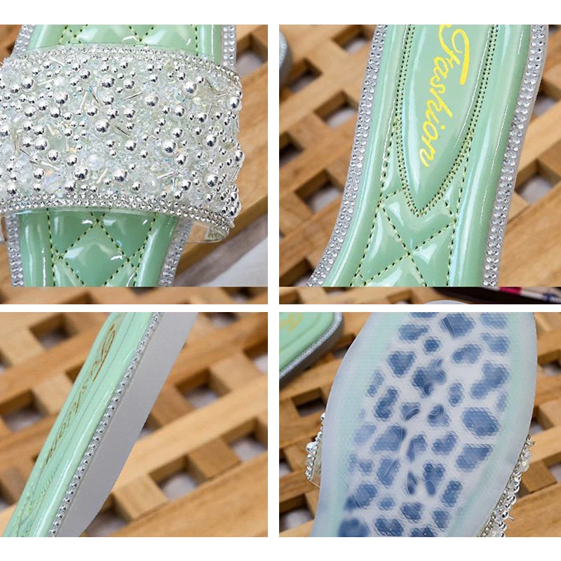 

Women Slippers Female Shoes Rubber Slippers For Home Flats Ladies Flip Flops Bling Design Slides 2021 Summer Shoes For Women