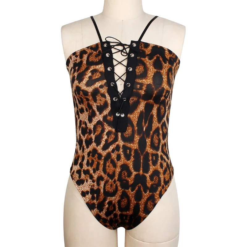 leopard Женский пояс ningmi, сексуальное нижнее белье, одежда для сна, слинг, глубокий v-образный вырез, боди, Эротическое, порно, ночная рубашка, на шнуровке, полый, Babydoll, цельный, сексуальные костюмы - Цвет: leopard