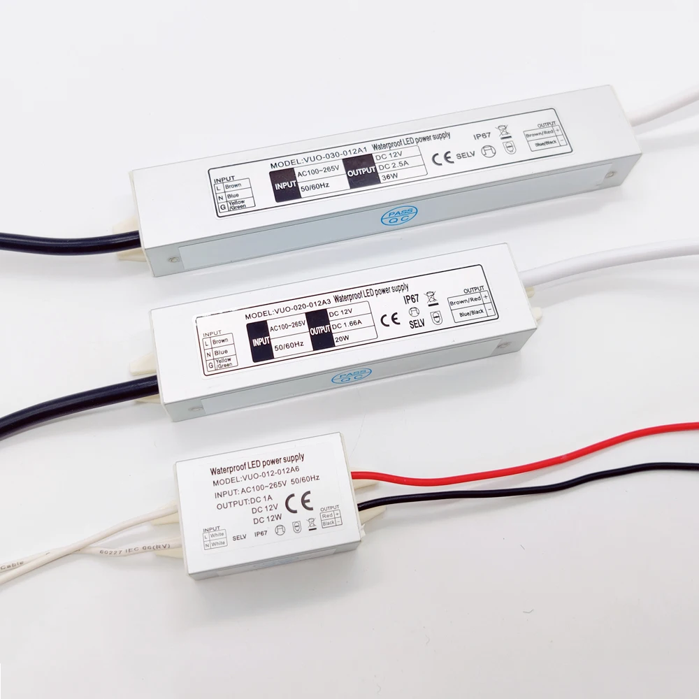12 Вт 20 36 60 80 100 светодиодное освещение Трансформатор DC12V 24V Водонепроницаемый