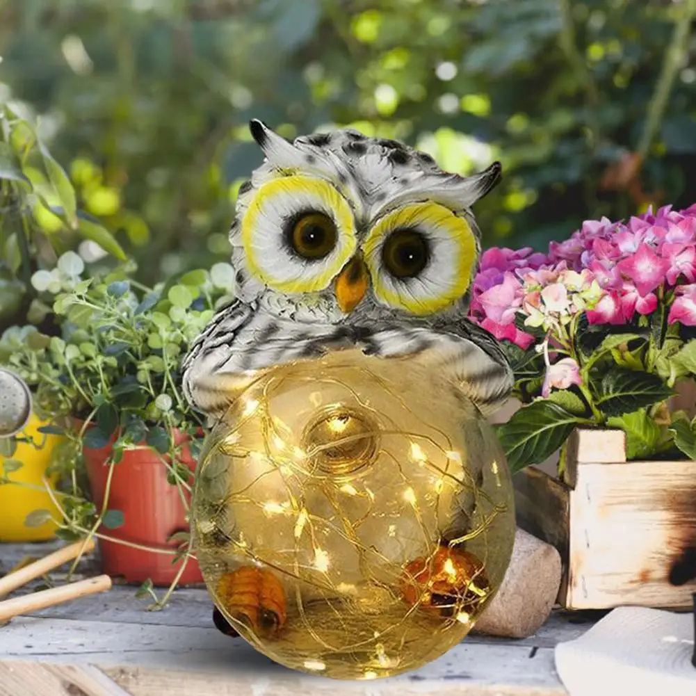 

Solar Powered Lights Owl Shape Resin Solar LED Yard Lawn Owl Animal Bird Ornament Lamp Outdoor Garden Decor Accessories Statues