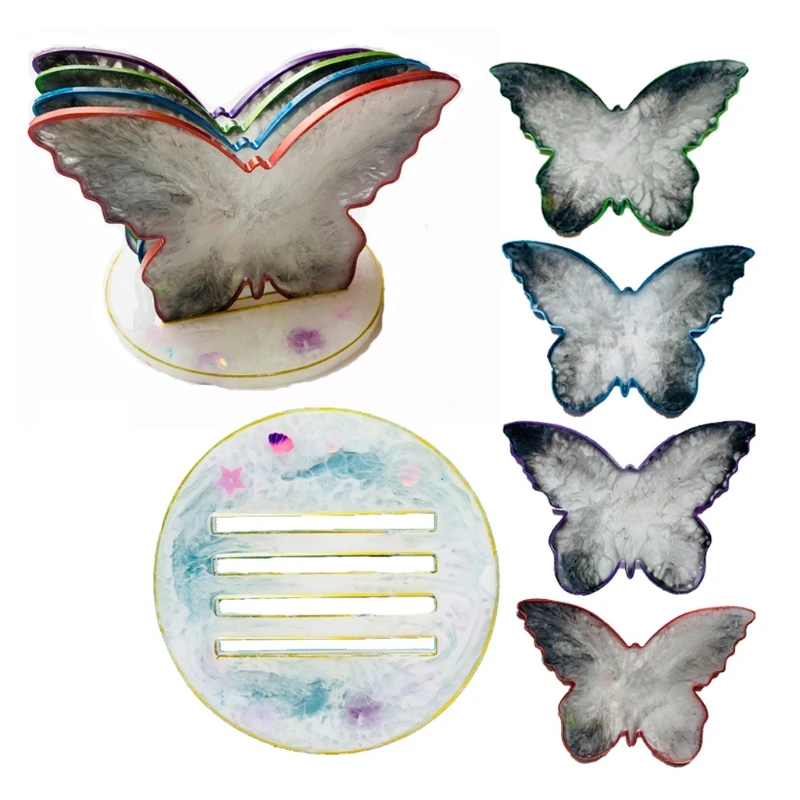 

Подставка под чайник в виде бабочки с подставкой для хранения, силиконовая подставка для изготовления искусственных агатовых штук