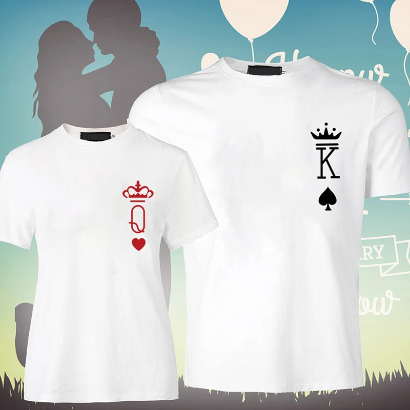 Покерный принт короткий рукав Повседневная парная футболка модный новый стиль