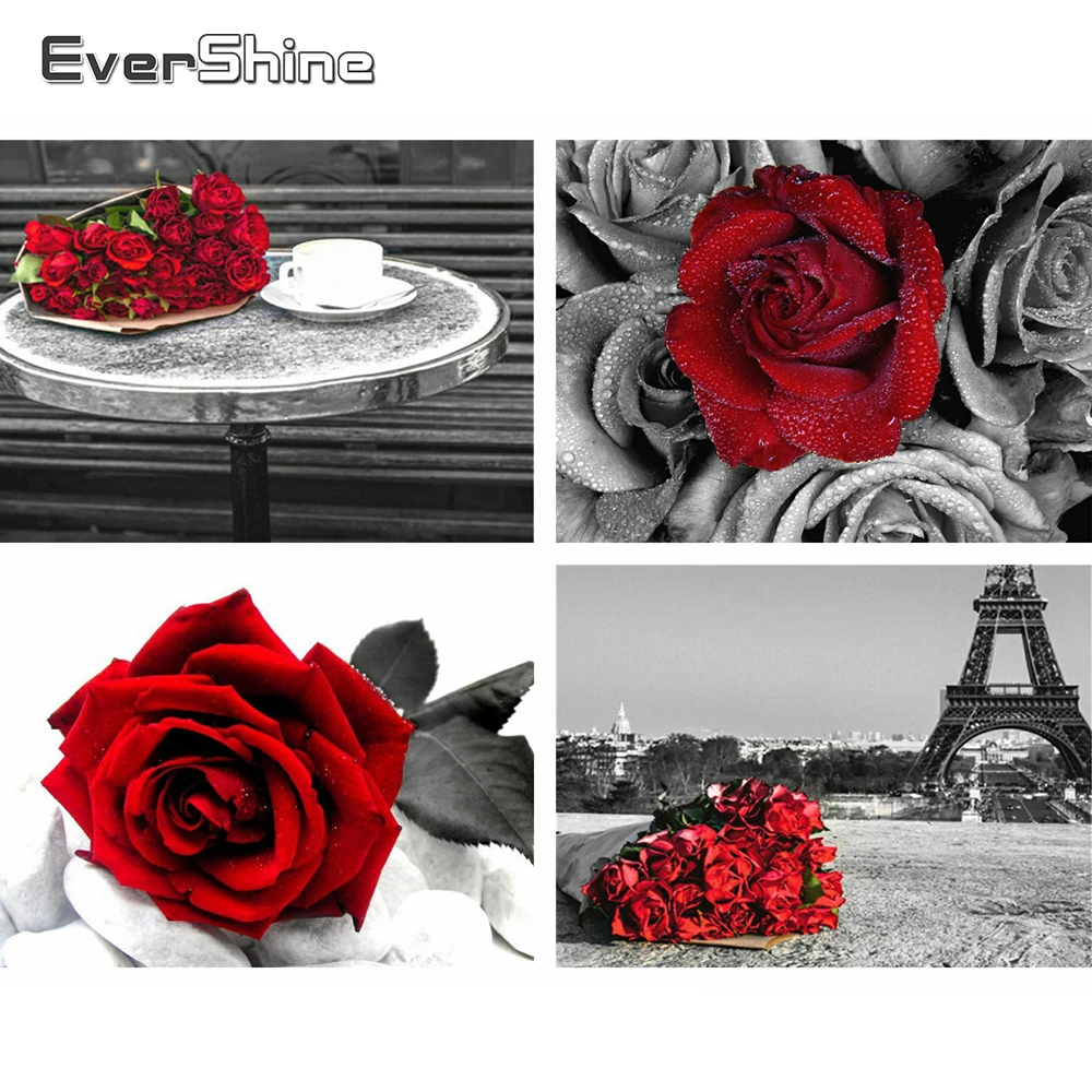

Evershine Diamond Painting 5D Rose Flowers Picture Of Rhinestones Embroidery Full Square Crystal Mosaic Home Decoration Modern