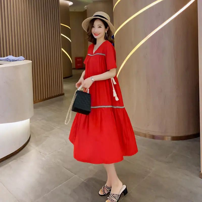 Женское свободное платье с широкой юбкой длинное Повседневное в этническом