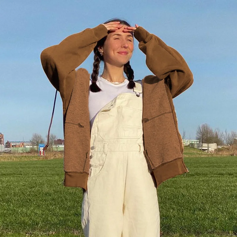 

Y2K Streetwear Green Zip Up Sweatshirt Hoodies Brand Women Casual Girls Clothes For New 2021 Spring Autumn Tops Sport