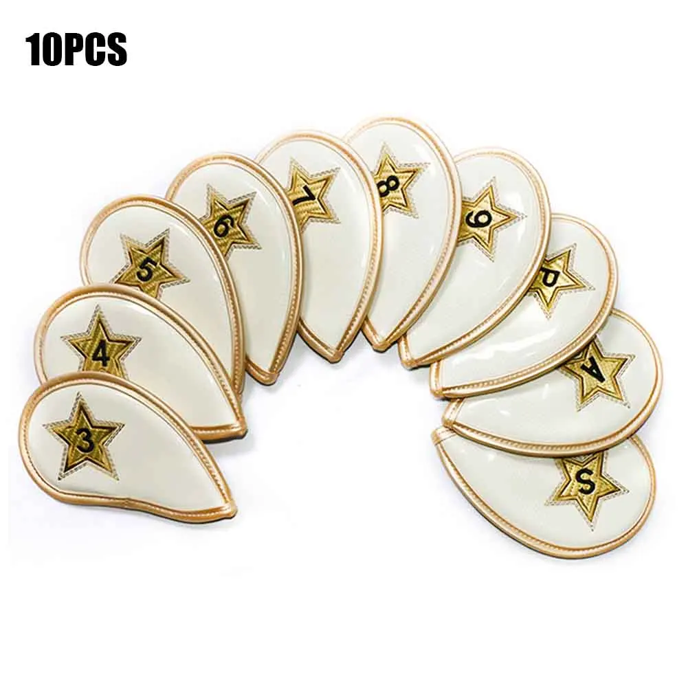 

10pcs/set Gift Protective Case Anti Scratch Durable Soft PU Leather Training Aids Portable For Club Golf Iron Head Covers