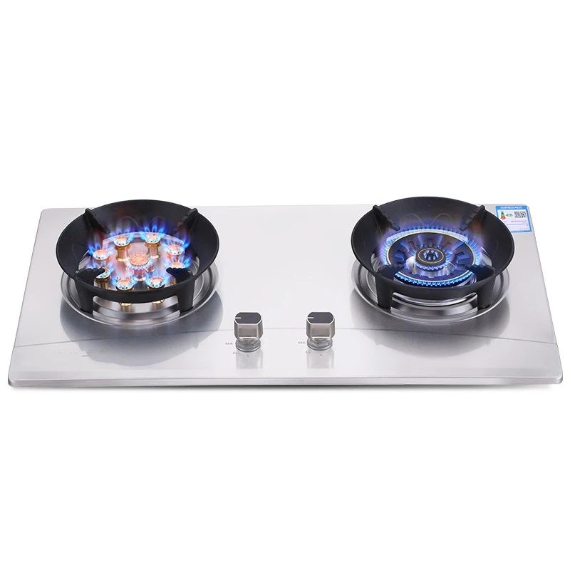 

Gas Stove Double Stove Embedded Gas Stove Household Energy-Saving Desktop Natural Gas Lpg Stove Stainless Steel Brushed Panel