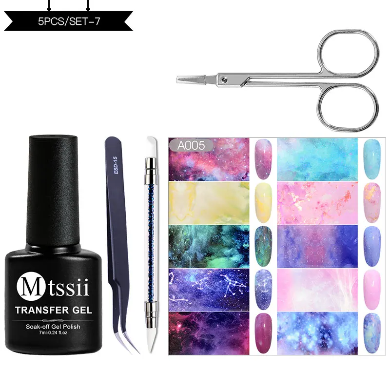 Переводная фольга набор гель для ногтей клейкая наклейка искусственная звездное