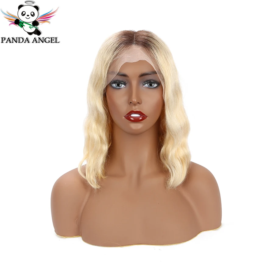 1B Blonde Покраска методом Омбре 13x4 короткий парик-Боб монгольские волнистые человеческие волосы фронтальные парики шнурка для черных женщин remy волосы фронтальный парик - Цвет: 1B Blonde