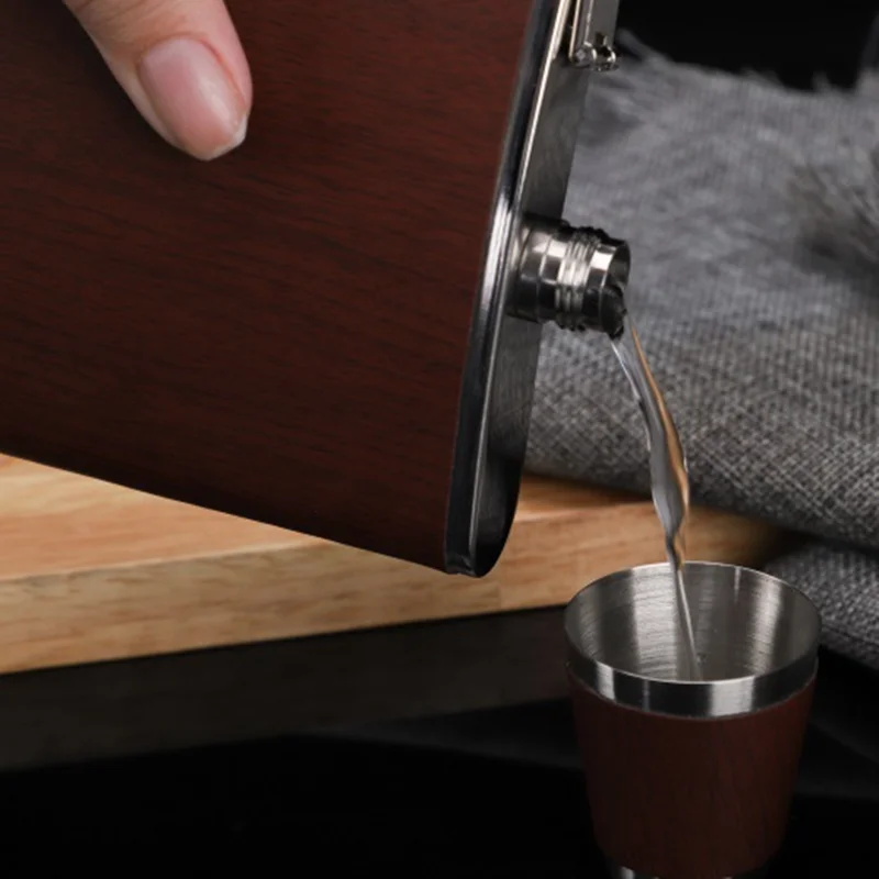 Высококачественная 9 унций деревянная фляжка набор виски вино нержавеющая сталь