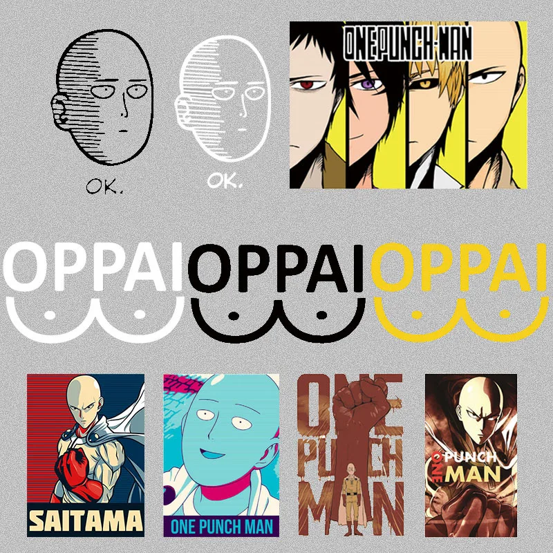 

Hot Anime patch ONE PUNCH clothing patches iron sticker for clothing Stripe for jacket Appliques on clothes