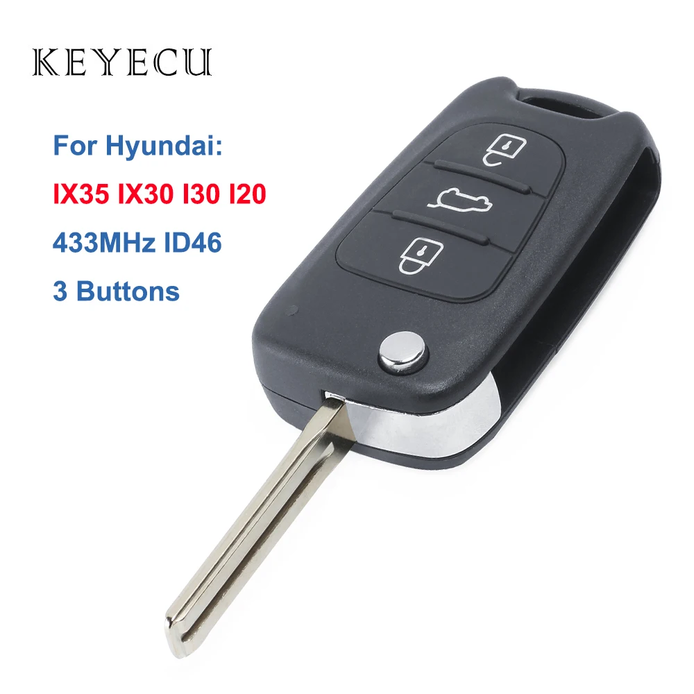 Брелок Keyecu для Hyundai IX35 I20 I30 2008 2009 2010 2011 2012 3 кнопки 433 МГц ID46 чип ключ автомобиля|Ключ