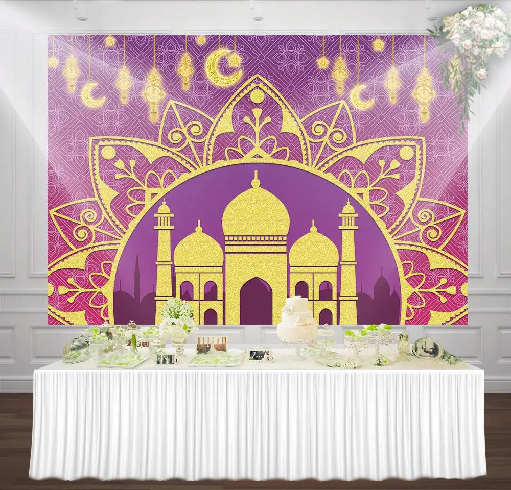 Арабские ночи марокканские вечерние фоны Аладдин баннеры для дня рождения Золотой дворцовый стол украшения фото фон аксессуары для студии