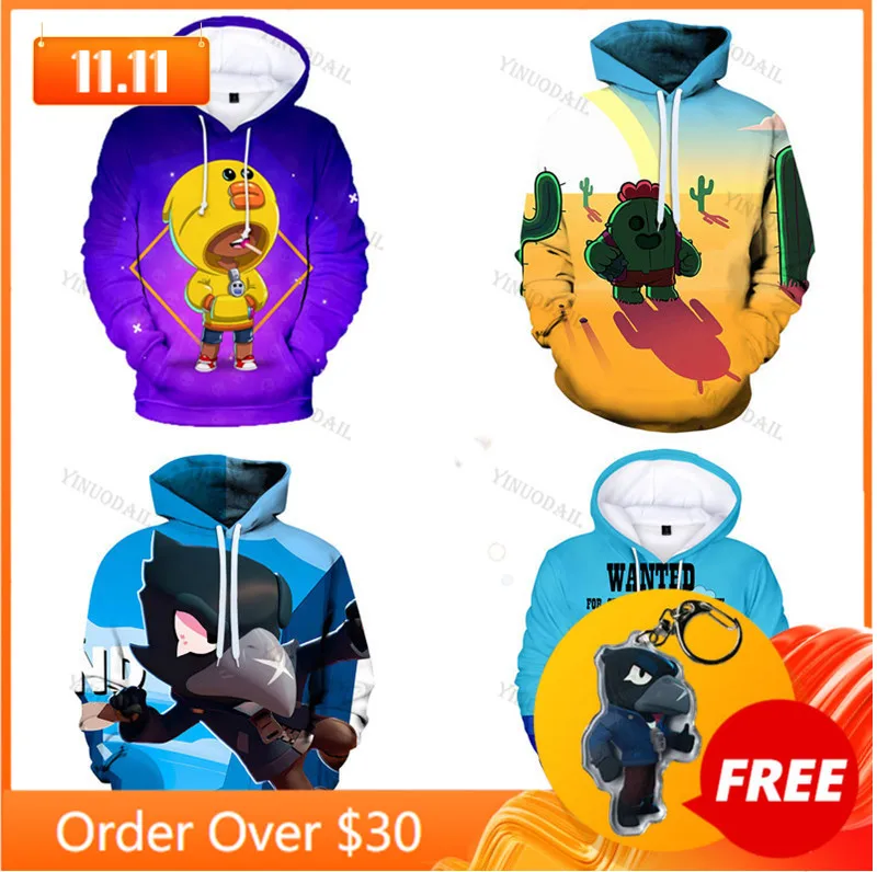 

Children Cute Crow Shoot Shooter Game 3D Print Hoodies Men Clothing Harajuku Sweatshirt Kids Thin Leon Child Tops Boys Girls
