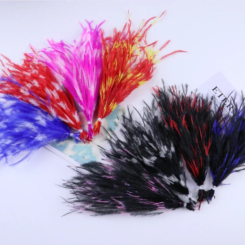 1 комплект 15 18 см необычное натуральное окрашенное перо страуса красочная нить