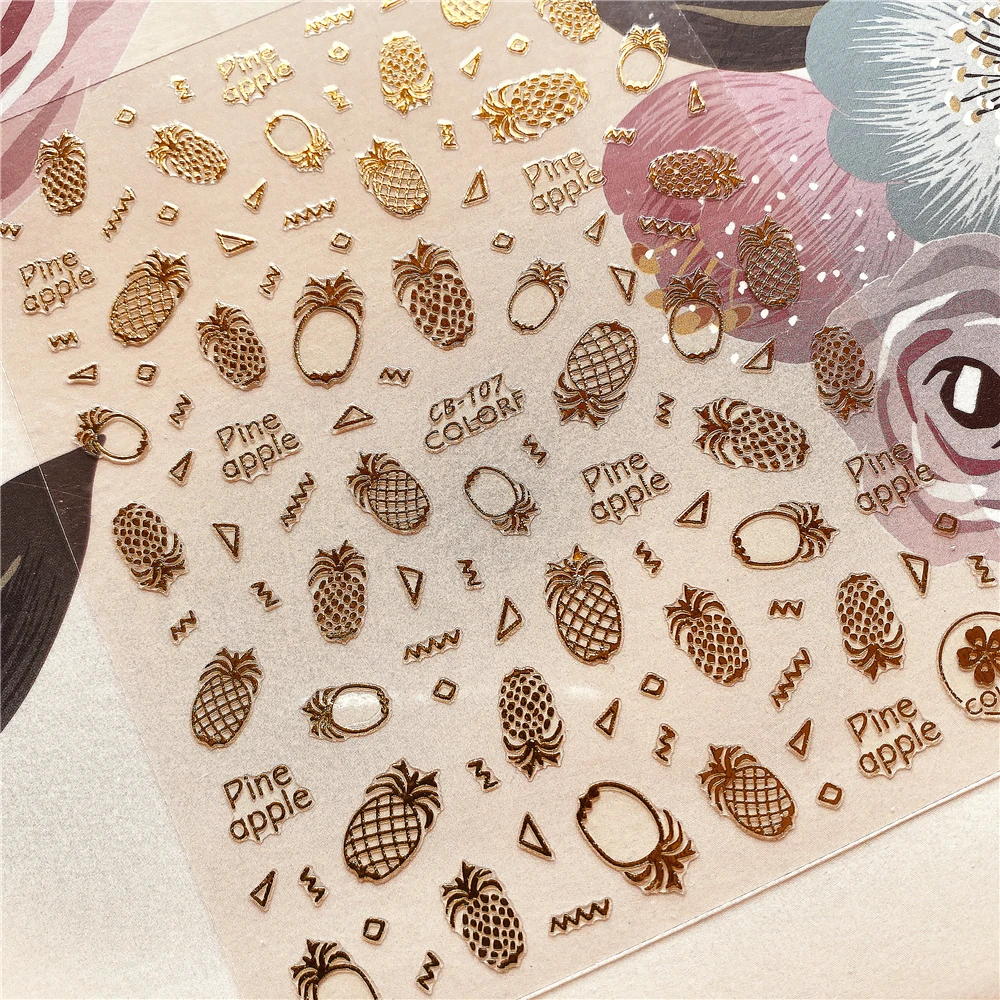 

F-654 CA-286 Summer pineapple banana leaf 3D Back glue Nail decal Nail sticker Nail decoration Nail art Nail tool Nail ornament