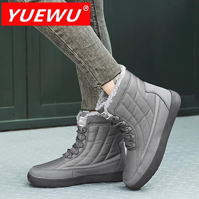 

YUEWU Flat Heel Chelsea Boots Large Round Head Shoes Short Plush Lining Resist Cold Winter Warm Travel