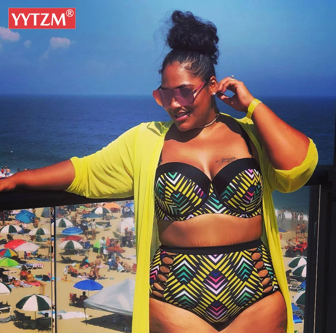 

Женский купальный костюм с большим грудным пуш-ап, размеры до 4XL