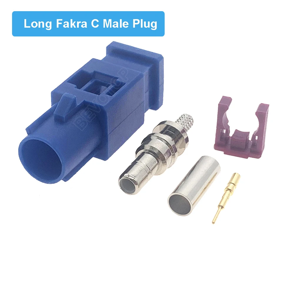 1PCS Blue Fakra C Male Plug / Female Jack RAL 5005 Connector RF Coaxial Wire Connectors for RG316 RG174 Pigtail Cable - купить по