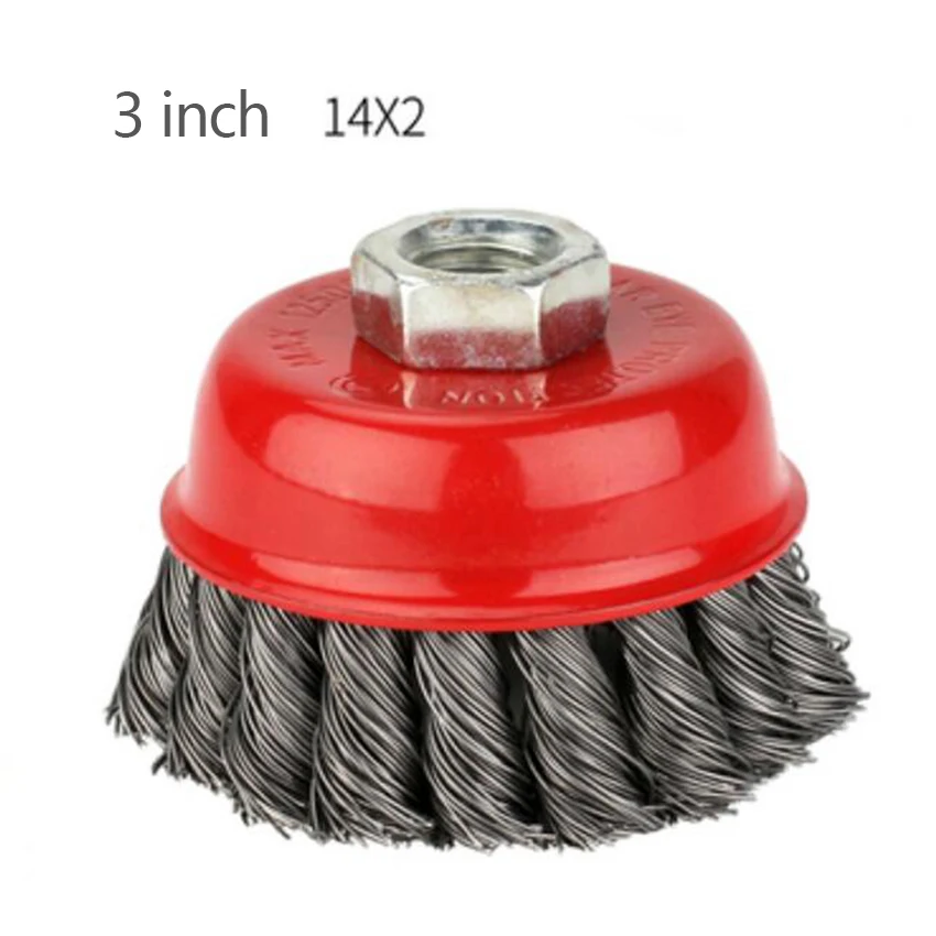

3" Twisted Steel Wire Bowl-shaped Wheel Brush with Nut M14*2/10*1.5
