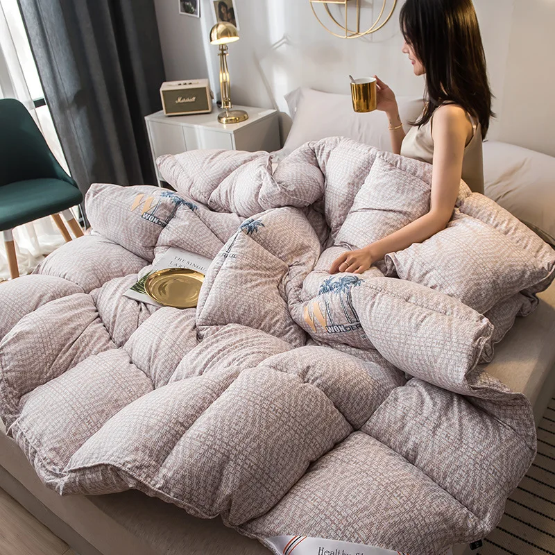 Роскошная печать 100% перо ткань зима толстый пододеяльник форма бусины стеганое