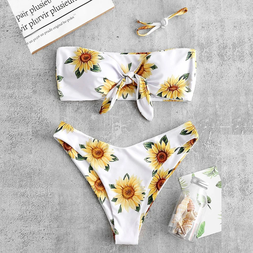 JAYCOSIN раздельный купальник-бикини с высокой талией женский модный бикини принтом