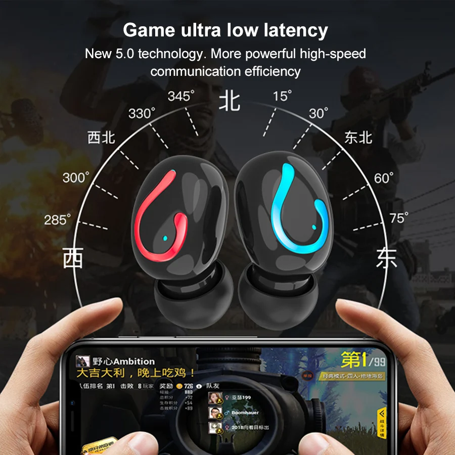 Kzofu F7 TWS 5,0 Bluetooth Oortelefoon 6D стерео Draadloze Koptelefoon In-Ear PX7 Водонепроницаемая гарнитура 3500 мАч светодиодный Smart power
