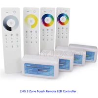2 4g 3 zone touch remote dimmer receiver single colorcolor temperaturergbrgbwrgb cct led strip controller set dc12v 24v