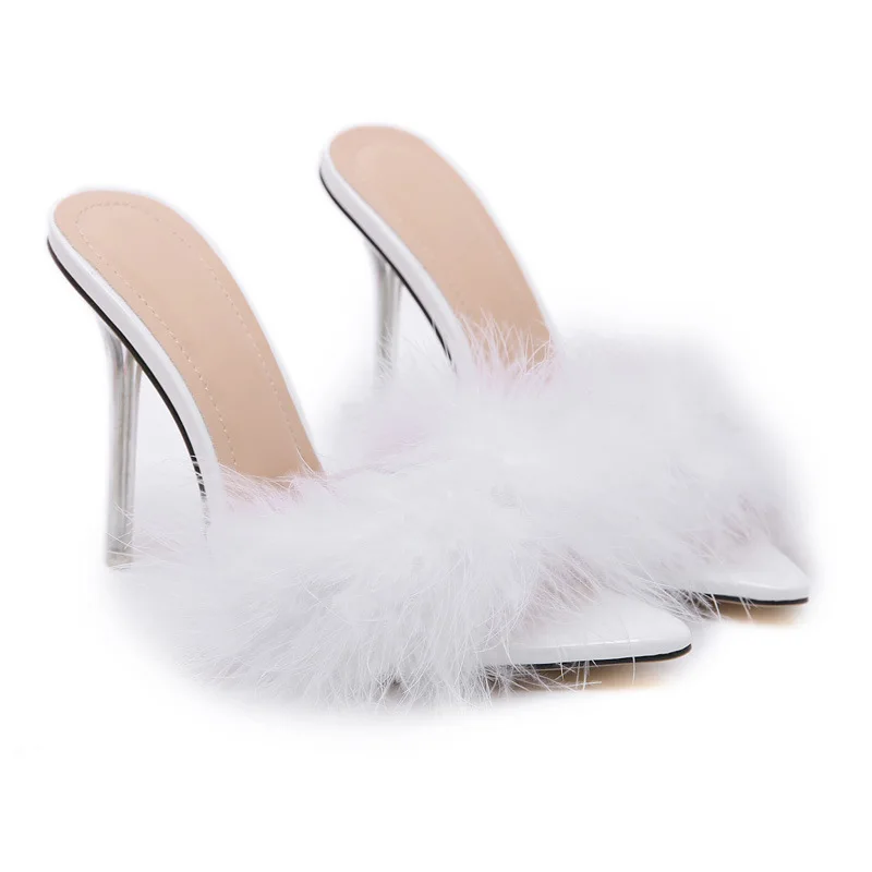 

Women shoes pointy clear crystal heel sandals