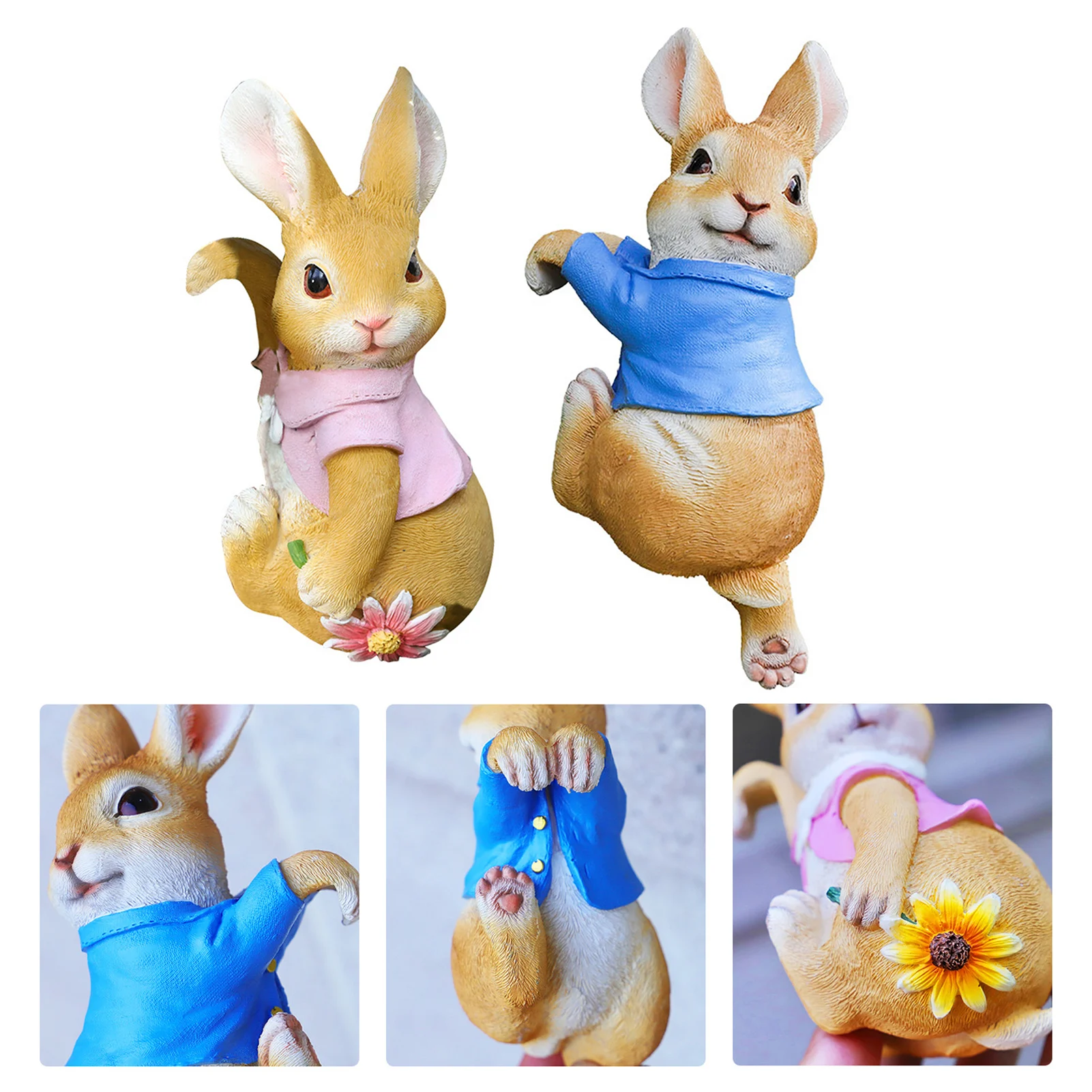 

Bunny Resin Figurines Table Rabbit Decoration for Home Room Decor