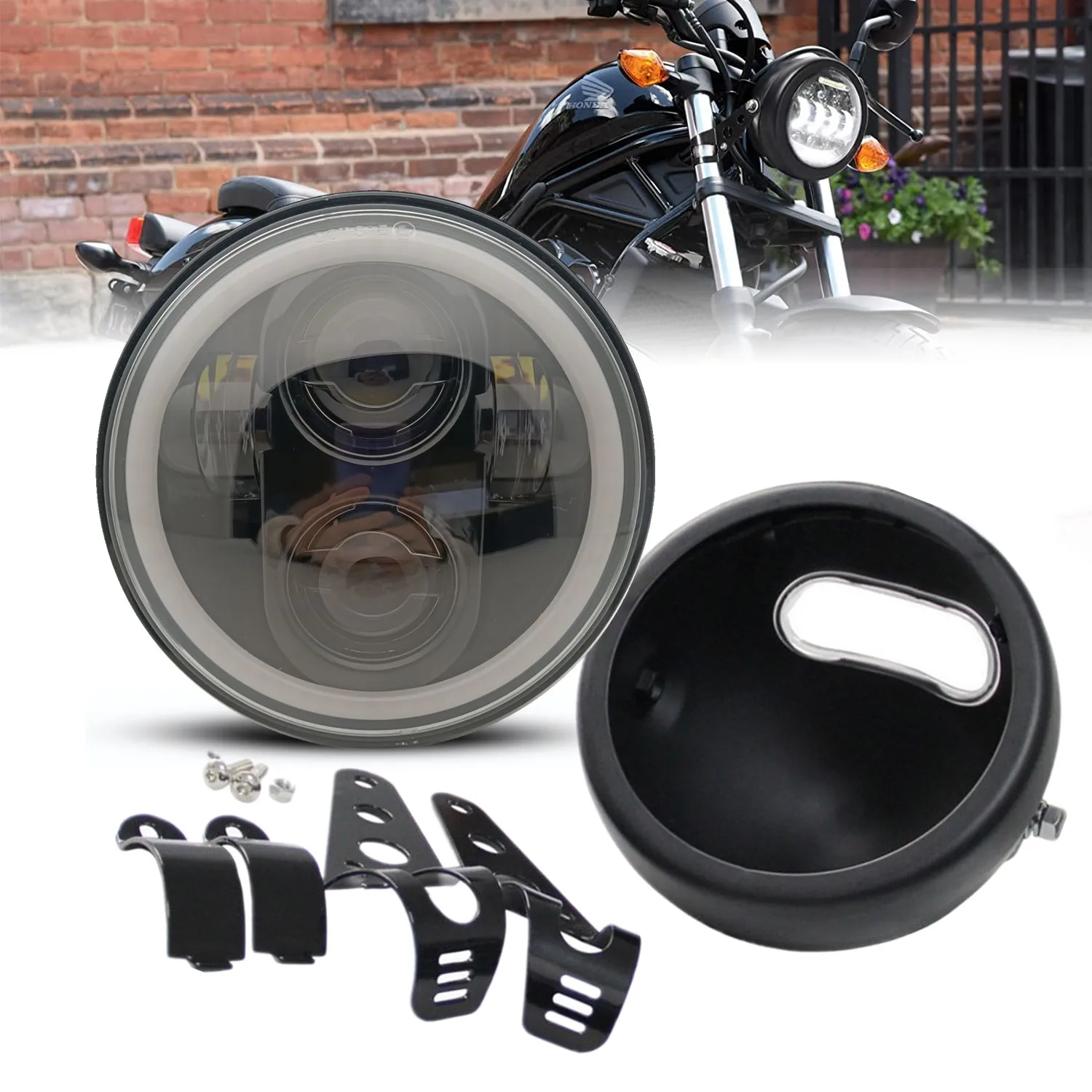 Для Honda Shadow Kawasaki Vulcan мотоциклетная белая DRL Halo 5 75 &quotсветодиодная фара 3/4 корпус