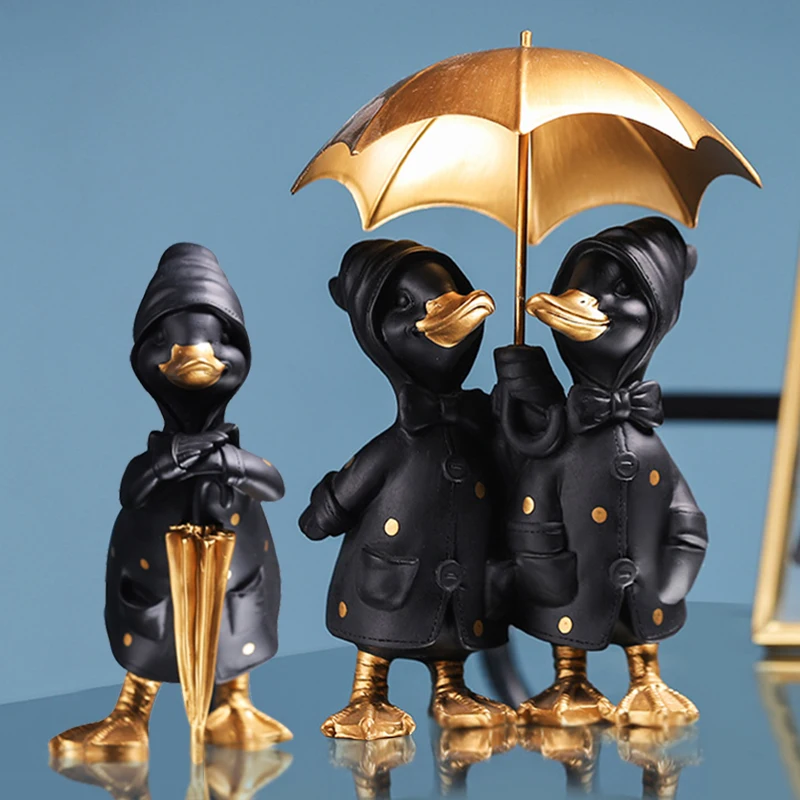 

Standing Black Duck Ornaments Modern Resin Sculptures Innovative Crafts for Office Home Desktop Decor Birthday Gift S7