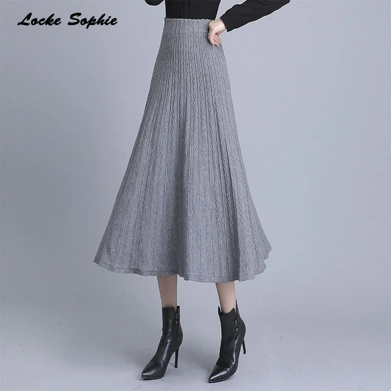 1 шт. Высокая талия для женщин размера плюс длинные трапециевидные юбки 2019 зимняя
