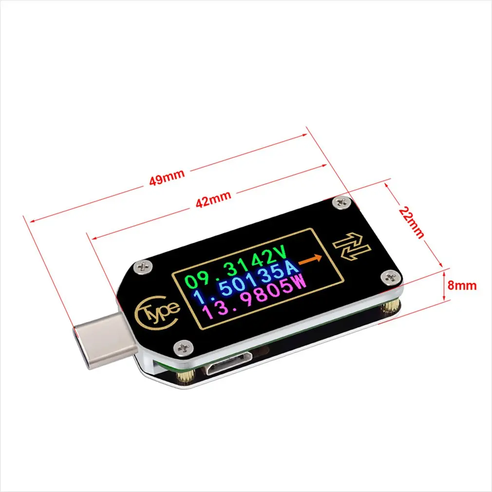

TC66 USB Tester PD Trigger Power Meter Type-C Voltage Current Tester Multimeter Ammeter Voltmeter Color LCD Display