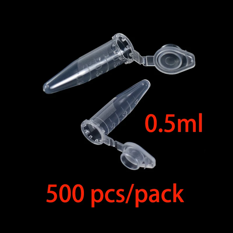 500PCS 0.5ml With Scale Lab Mini Plastic Test Tube Centrifuge Vial Clear Snap Cap Centrifuge Tubes Vial