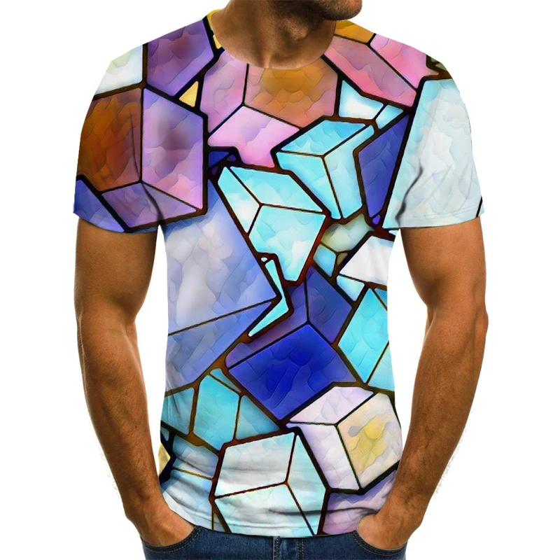 

New 3D printed casual square three-dimensional style men's short-sleeved T-shirt Street Harajuku oversized men's 3DT shirt
