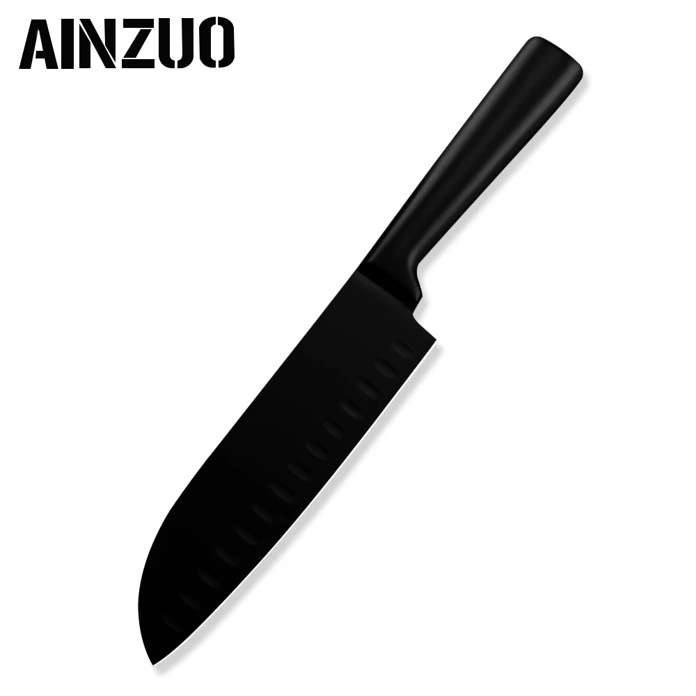 AINZUO нож шеф-повара 3cr13 набор кухонных ножей из нержавеющей стали фруктовый нож Santoku для нарезки хлеба шеф-повара кухонные аксессуары набор ножей - Цвет: G.7 inch Santoku
