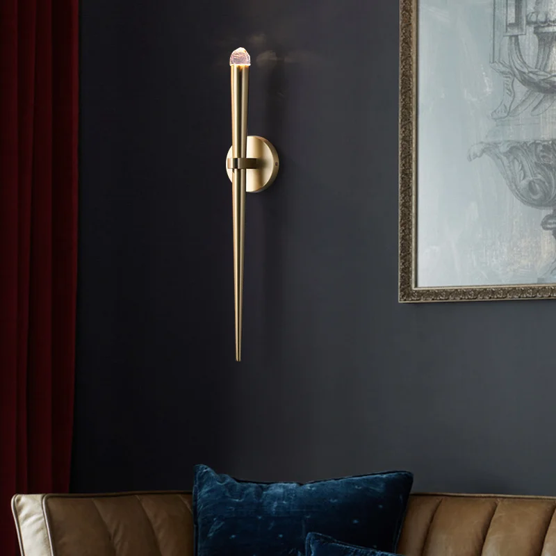 

Crystal wall lamp Creative luxury bedroom bedside brass lamp designer pipe lamp living room bathroom sconces