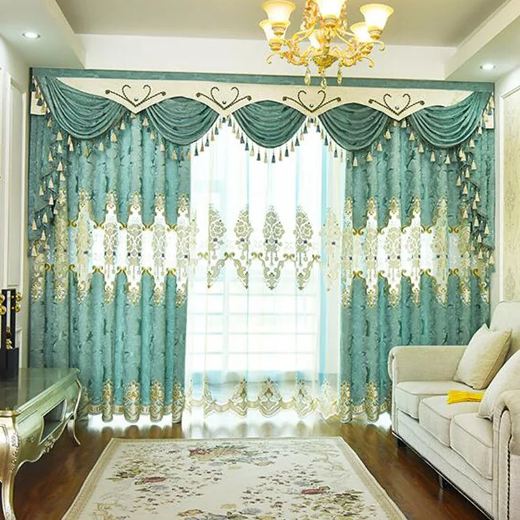 European Luxury Thick Half shading Curtains For Living Room Bedroom Embroidered Tulle Curtain Hotel Home Decor M127#4 | Дом и сад