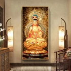 Золотая Статуя Будды, Картина на холсте, Женская фотография, Настенная картина для гостиной, украшение для дома