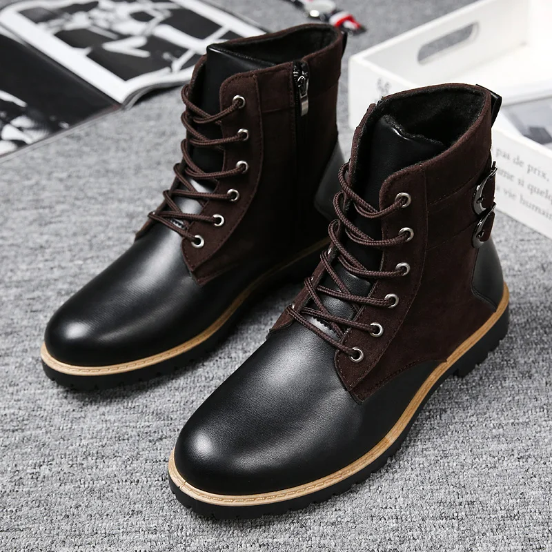 Мужские кожаные ботинки со шнуровкой коричневые ботильоны Повседневная модная
