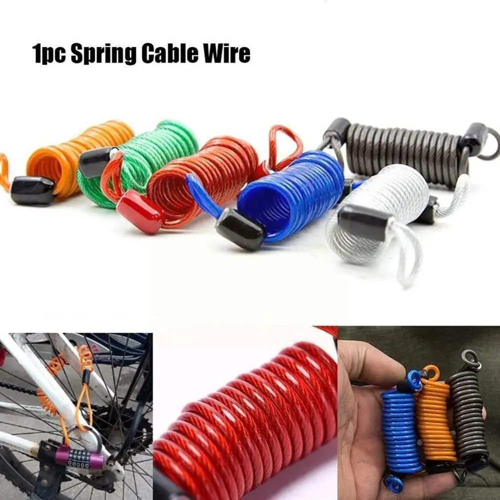 Portable Universal 1M Bicycle Lock Spring Cable Wire Reminder Anti-theft Rope For Motorcycles Bikes Scooters Safety La P2Q2 |