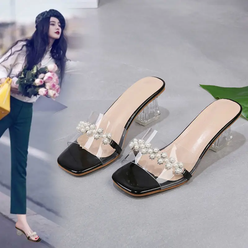 

Crystal Slippers Women'S Summer Fashion Wear New Non-Slip High-Heel Transparent Sandals And Slippers