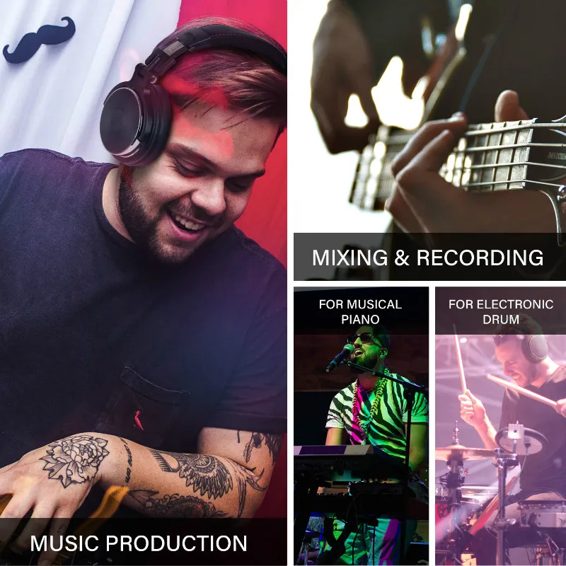 Проводные профессиональные студийные DJ наушники с микрофоном накладные Hi Fi