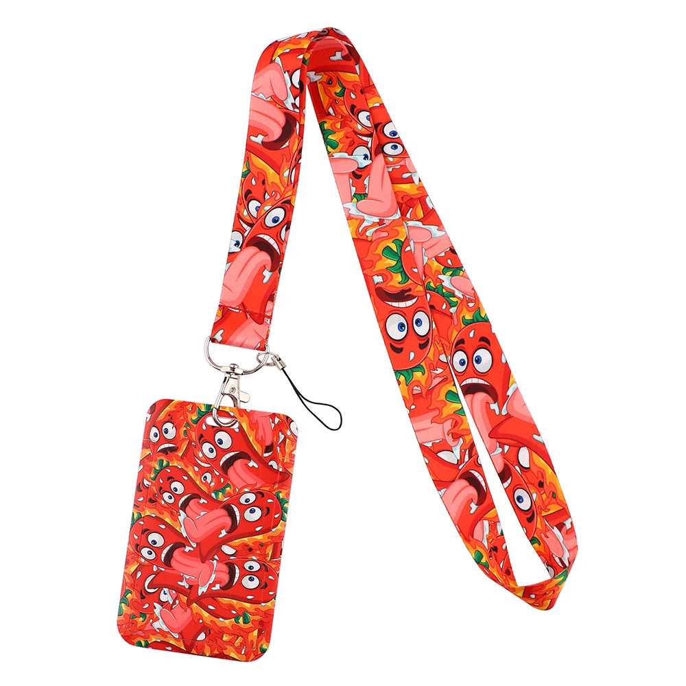 

CB991 Red Chili Lanyard Cute Cartoon Neck Strap Key Lanyard ID Card Gym Phone with USB ID Holder DIY Lanyards