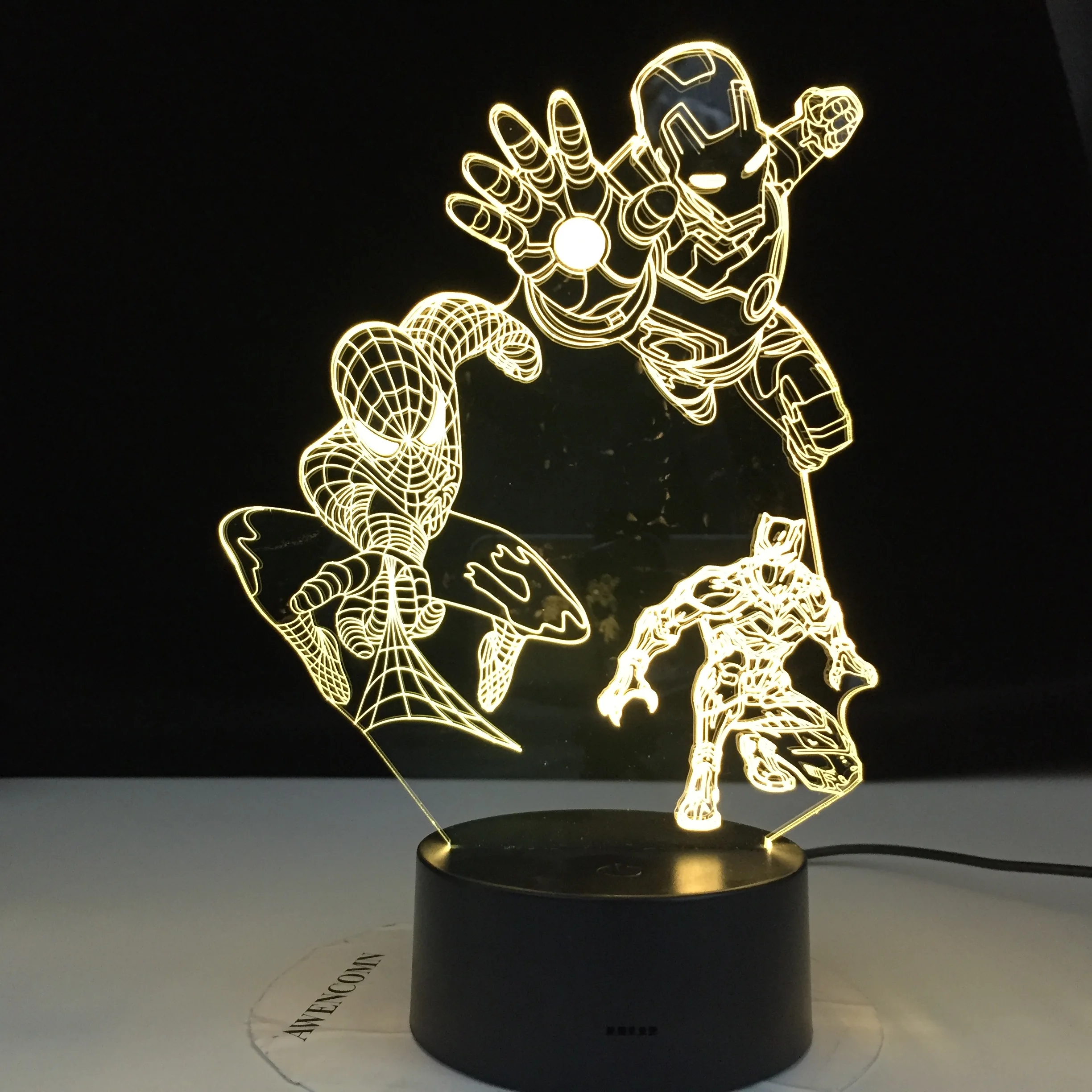 Ironman светодиодный ночник с 3d датчиком для украшения спальни изменением