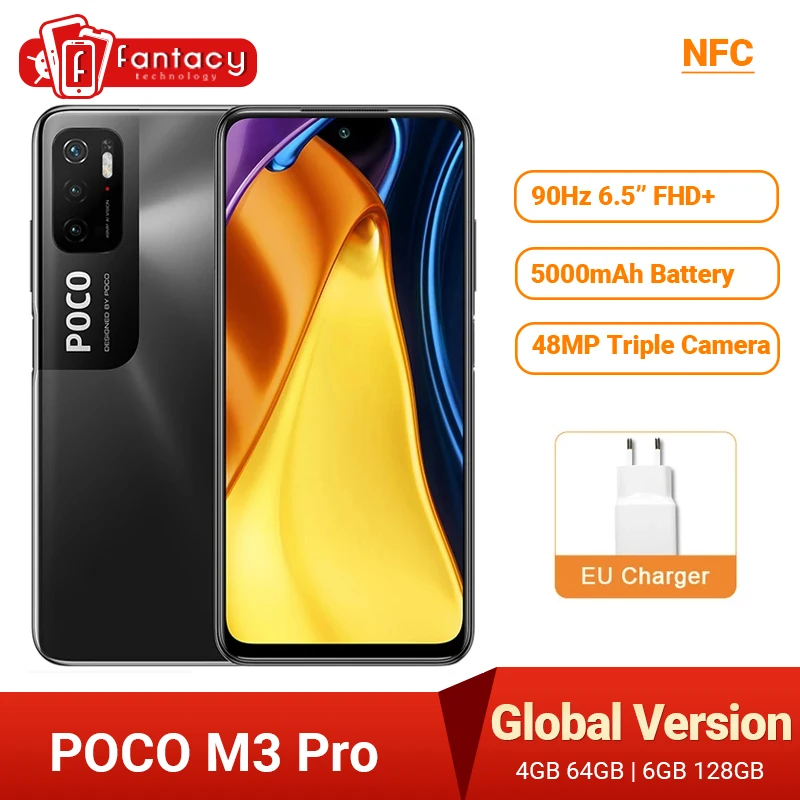 Смартфон глобальная версия POCO M3 Pro NFC Dimensity 700 Octa Core 90Hz 6 5 &quotFHD + DotDisplay 5000mAh 48MP Тройная